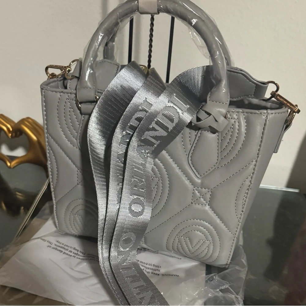 New VALENTINO ORLANDI TOTE BAG WITH PENDANT LIGHT GREY w/Guitar strap - Picture 7 of 14
